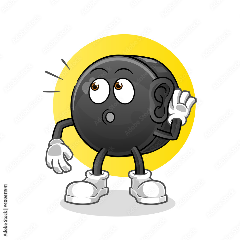 Fototapeta premium Hockey puck eavesdropping vector. cartoon character