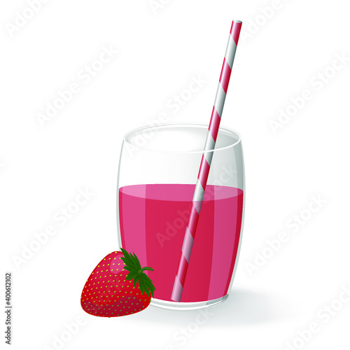 Smoothies, strawberries, cocktail, vitamins, healthy food. Isolated white background.