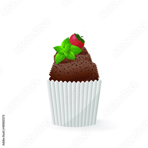Cupcake, muffin on an isolated white background. Vector illustration.