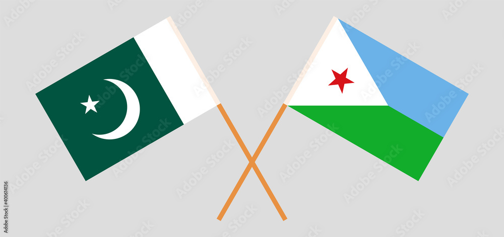 Crossed flags of Pakistan and Djibouti Crossed flags of Pakistan and Djibouti