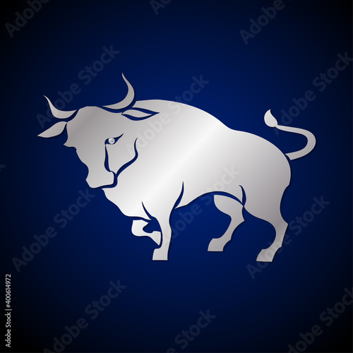 white metal bull- symbol of the Chinese New Year. Vector illustration.