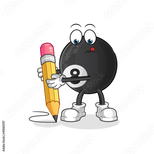 billiard write with pencil character. cartoon mascot vector