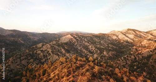 Aerial California Desert Landscape at Sunset  photo