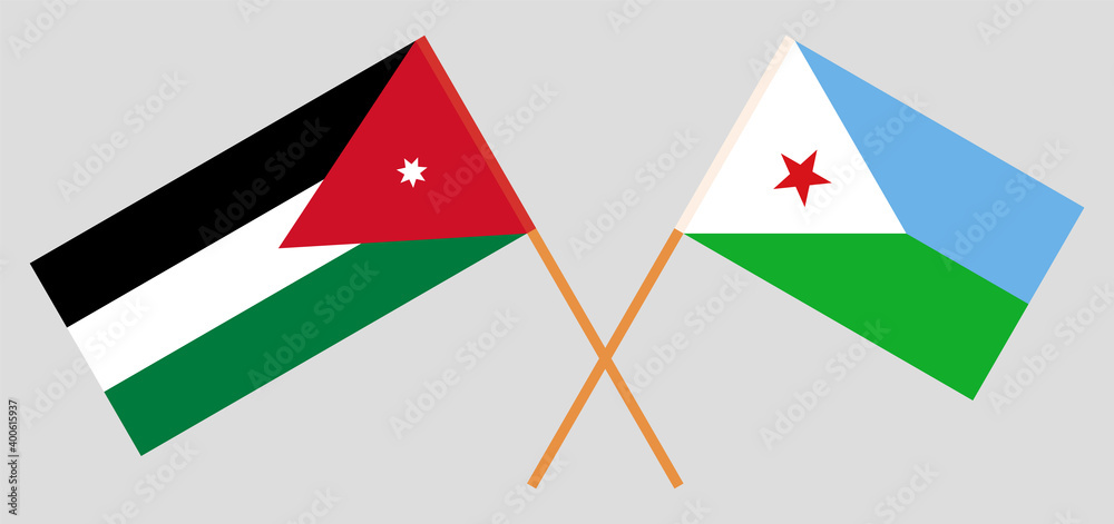 Crossed flags of Jordan and Djibouti Crossed flags of Jordan and Djibouti