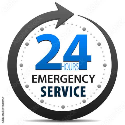 Emergency Customer Service and support 24 hours a day icon isolated on white background. 24-7 emergency customer service and support around the clock. photo