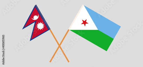 Crossed flags of Nepal and Djibouti