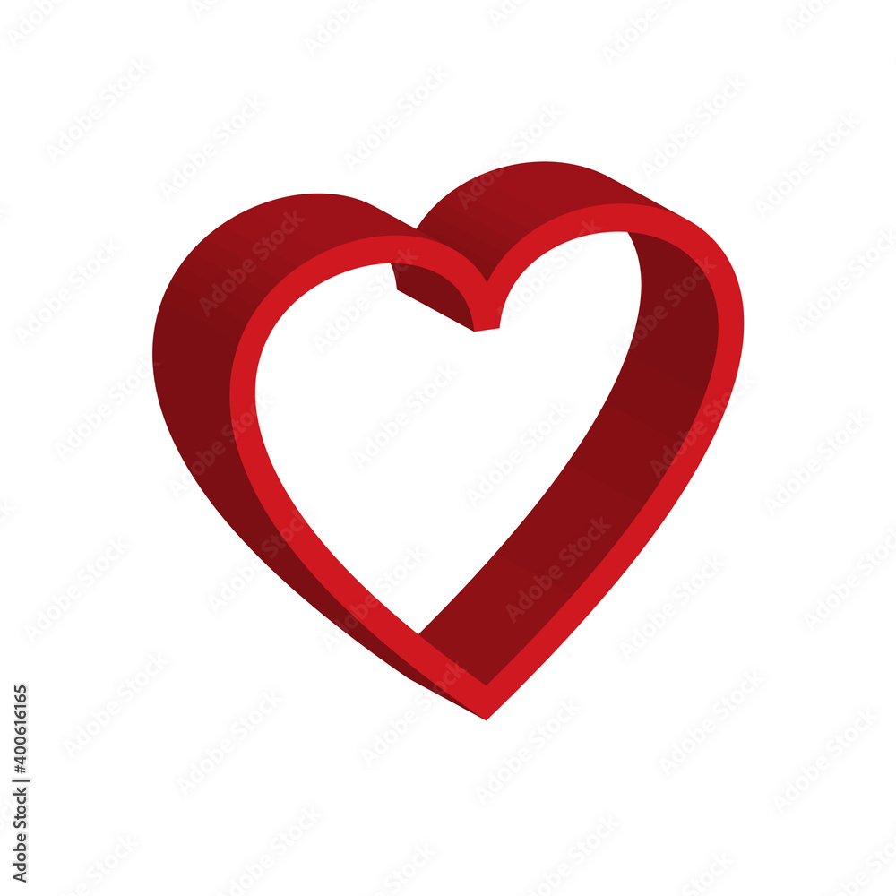 3 d red heart outline drawing for an emblem or logo. 3 d red heart outline drawing for an emblem or logo.