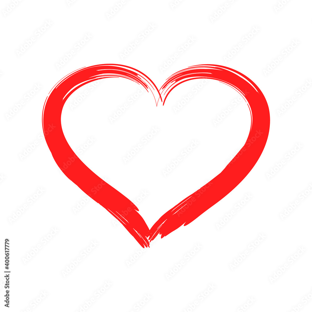 Vector Heart shape frame with brush painting