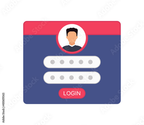Login to account, user authorization, login authentication page concept. Flat vector illustration. Business vector illustration. Data management. Data secure.