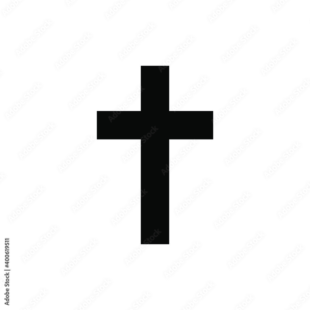 black cross icon on white background, vector illustration