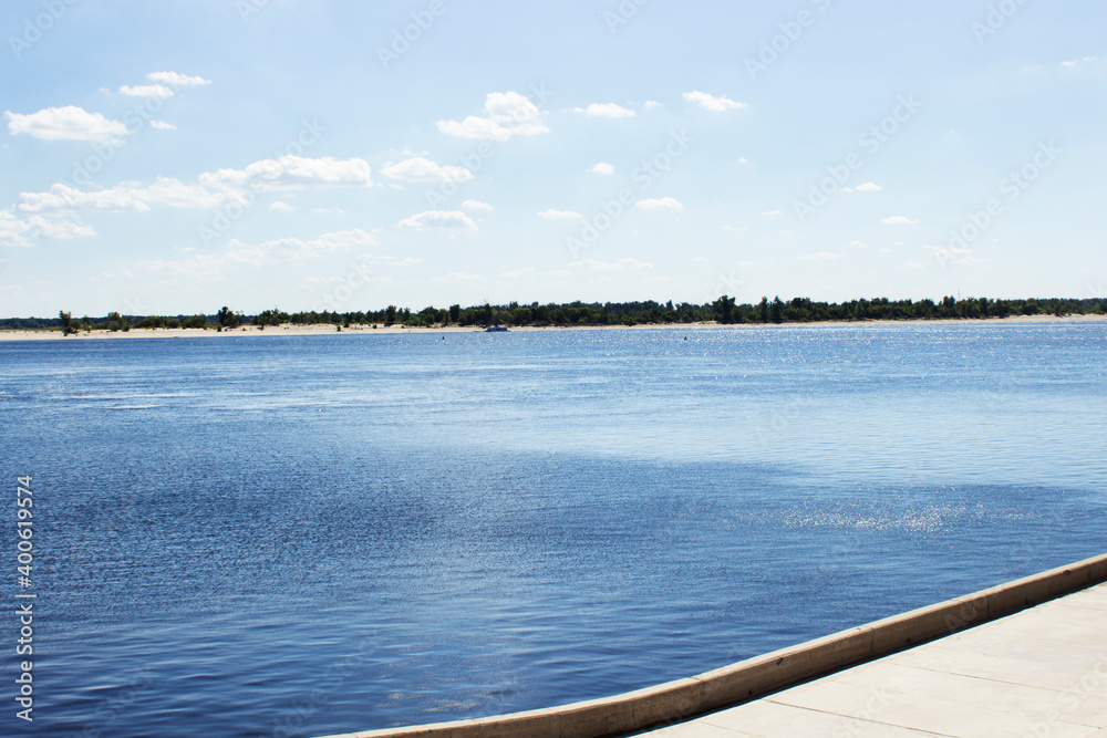 View of the Volga river. Volgograd embankment.