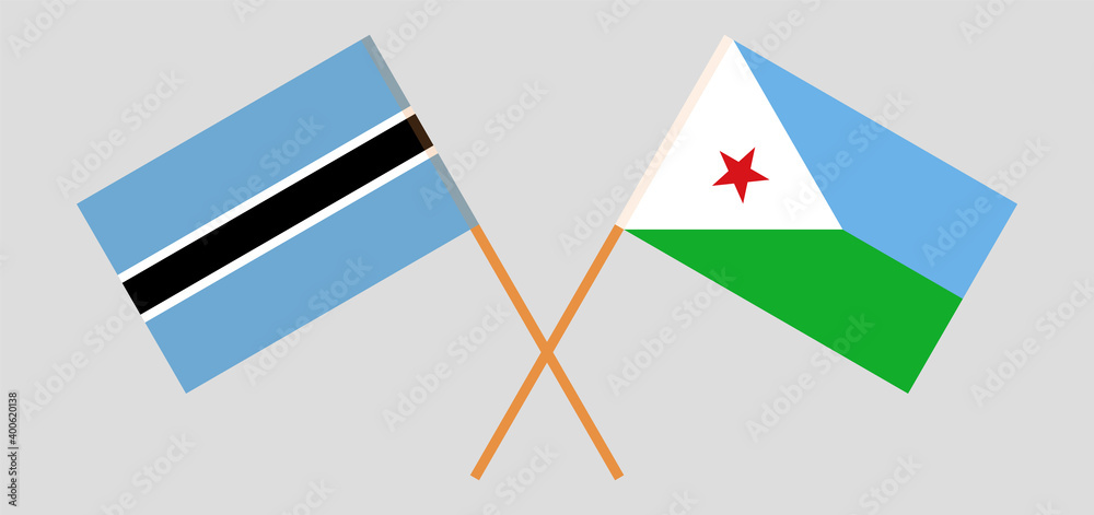 Crossed flags of Botswana and Djibouti Crossed flags of Botswana and Djibouti