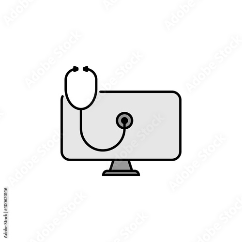 Hacker, curing computer virus icon. Can be used for web, logo, mobile app, UI, UX