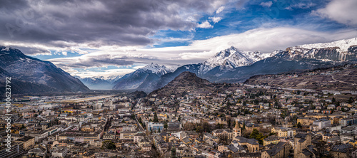 Panoramic view of the city Sitten (Sion)  photo