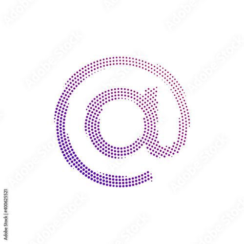 Email Symbol halftone vector icon. Illustration style is dotted iconic Email Symbol icon symbol on a white background. Halftone pattern is round items.