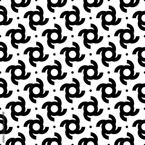 Dots, figures seamless pattern. Geometrical print. Spots, simple shapes ornament. Ethnic wallpaper. Folk background. Tribal backdrop. Vector artwork. Digital paper, textile print, abstract image