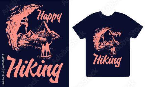 Happy hiking vector t-shirt design
