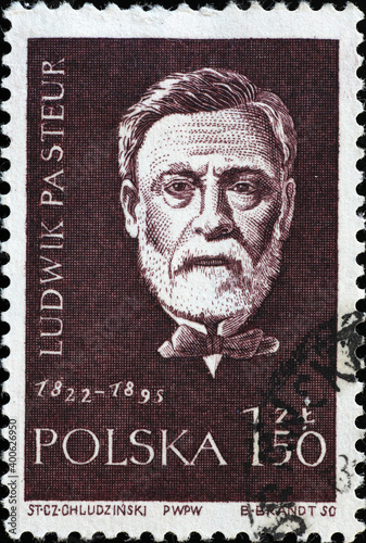 Louis Pasteur on old polish postage stamp