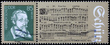 Original sheet music by Heinrich Shutz on postage stamp