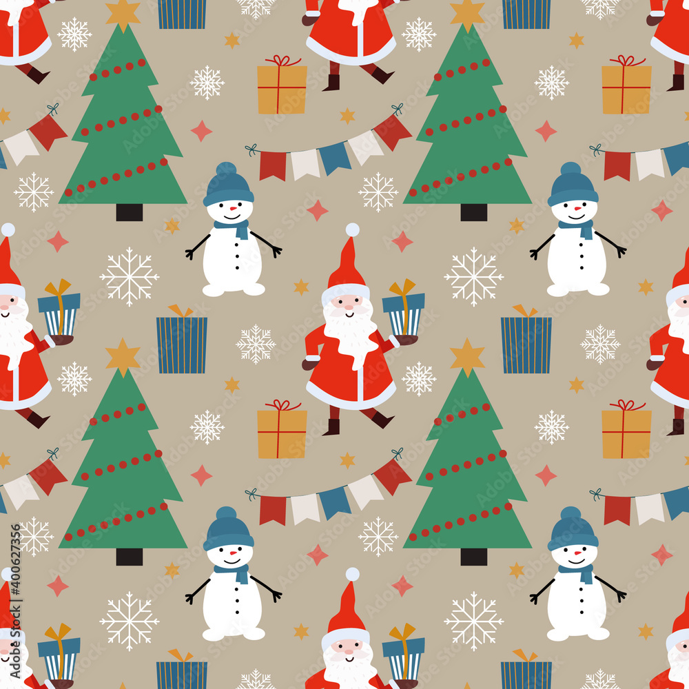 Flat cartoon style christmas pattern. Perfect for christmas designs. Flat cartoon style christmas pattern. Perfect for christmas designs.