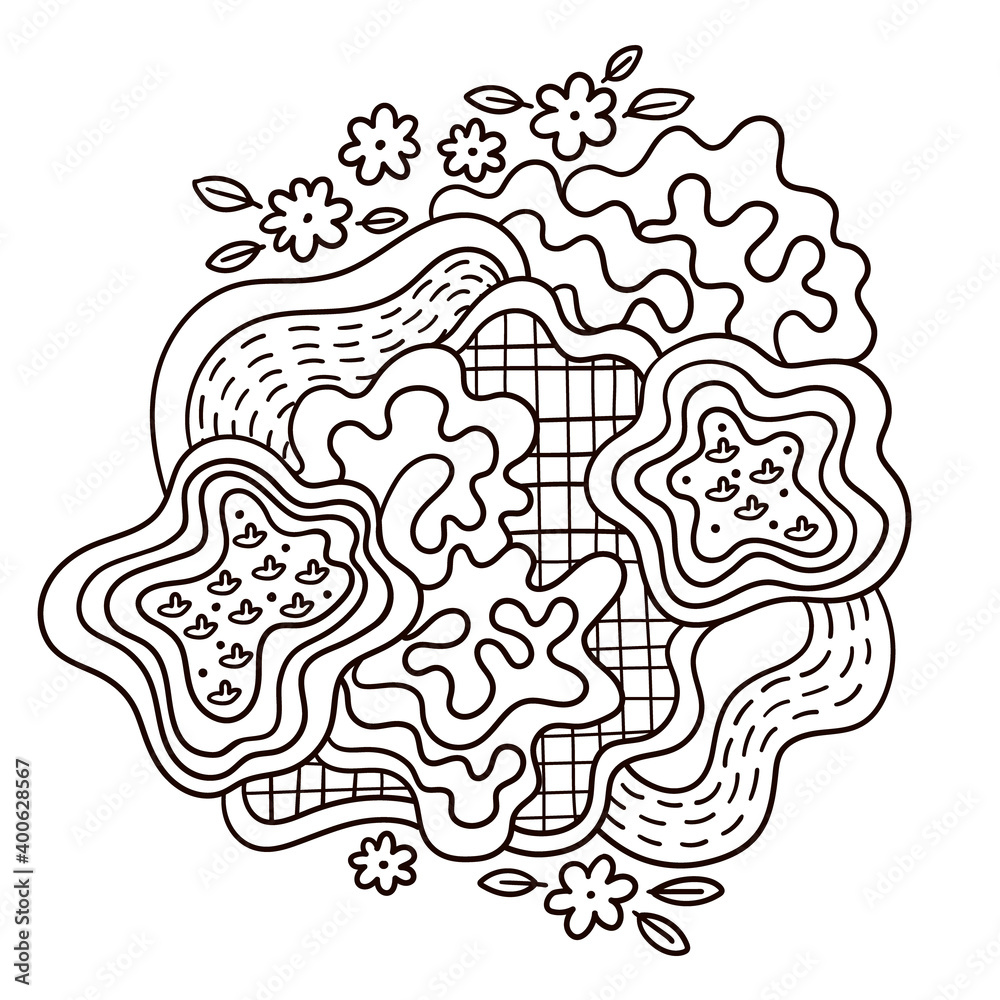 Fototapeta premium Decorative hand drawn illustration in ornamental doodle style. Great for anti stress coloring pages. Zentangl style, art print.