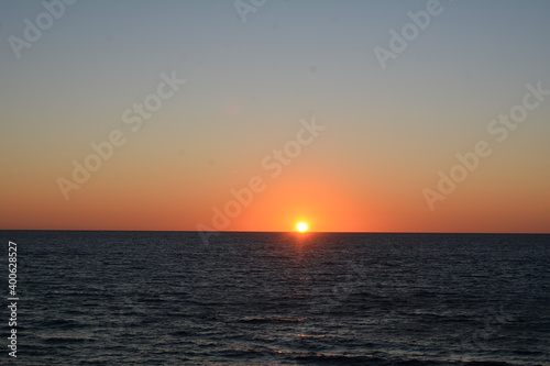 Sunset at sea. Can be used for travel brochures.