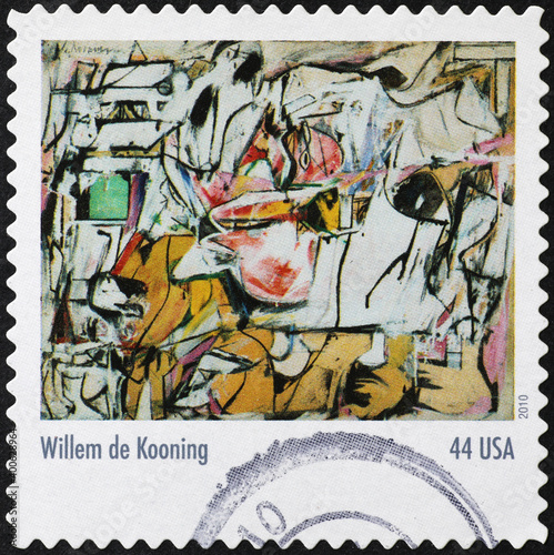 Asheville by William de Kooning on american stamp