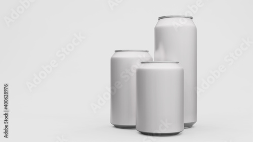 Aluminium can or soda pack mock up isolated on white background. 3D rendering