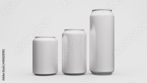 Aluminium can or soda pack mock up isolated on white background. 3D rendering