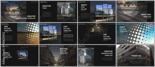 Presentation design vector templates, multipurpose template for presentation slide, flyer, brochure cover design, infographic report presentation. Corporate business concept with abstract ackgrounds.