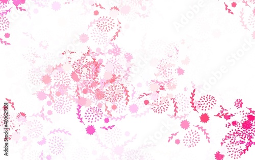 Light Red vector doodle background with flowers, roses.