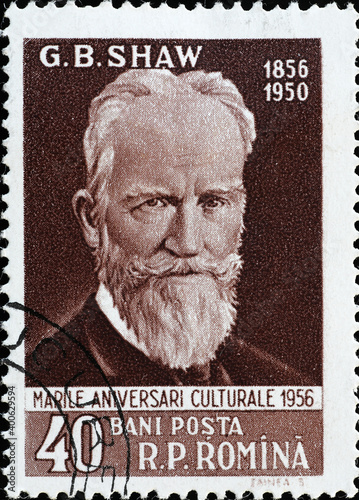 George Bernard Shaw on old postage stamp photo