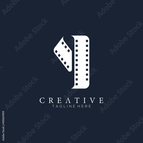 Number 9 on white with the logo design of Film strip.