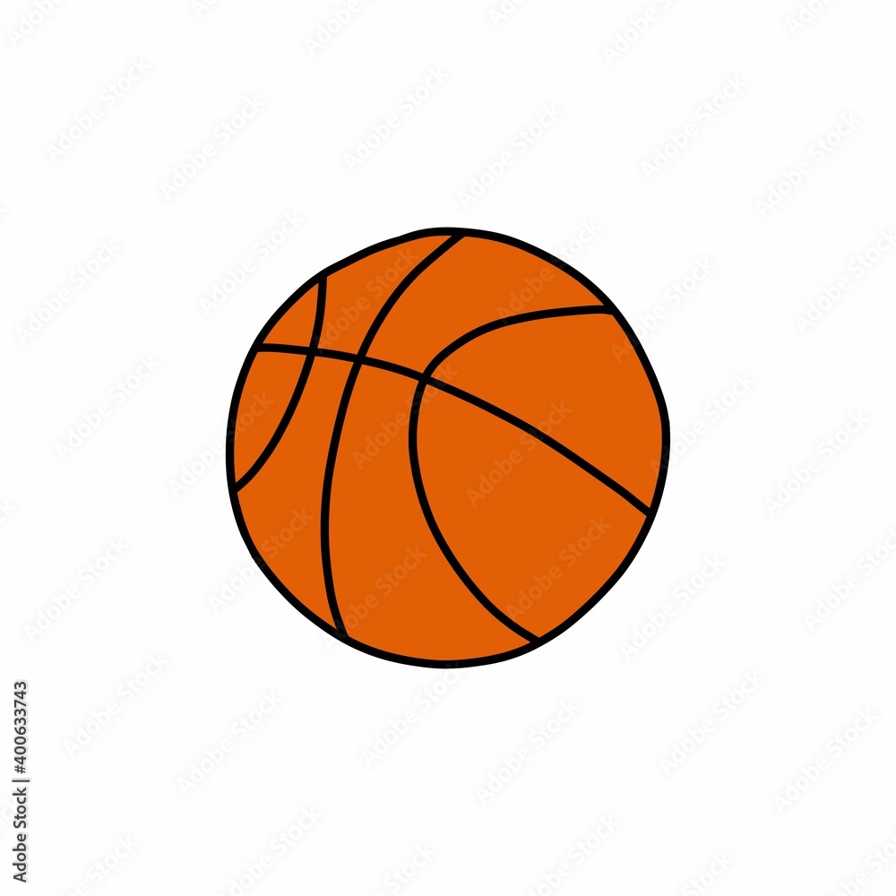 basket ball doodle icon, vector color illustration