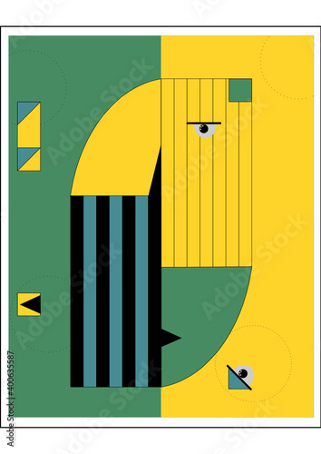 Abstract woman portrait in contemporary style. Colorful geometric face, modern vector illustration, art design