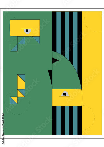 Abstract woman portrait in contemporary style. Colorful geometric face, modern vector illustration, art design