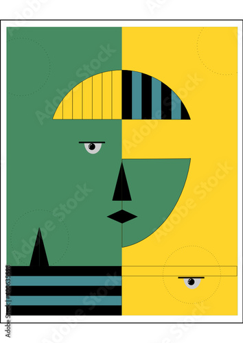 Abstract woman portrait in contemporary style. Colorful geometric face, modern vector illustration, art design