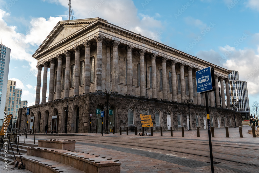 Birmingham, United Kingdom - December 12 2020: Birmingham Town Hall, Victoria Square