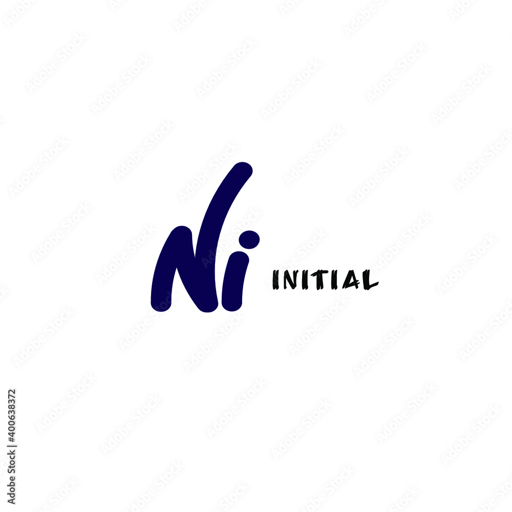 Ni handwritten logo for identity white background Ni handwritten logo for identity white background