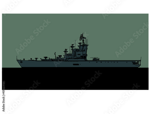 Projekt 1123 Soviet anti-submarine aircraft carrier. Moskva, Leningrad. Vector image for illustrations and infographics.