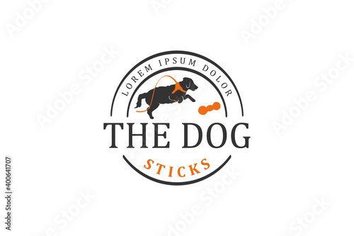 Pet shop logo dog vector labrador retriever. animal logo design, dog toy product logo.