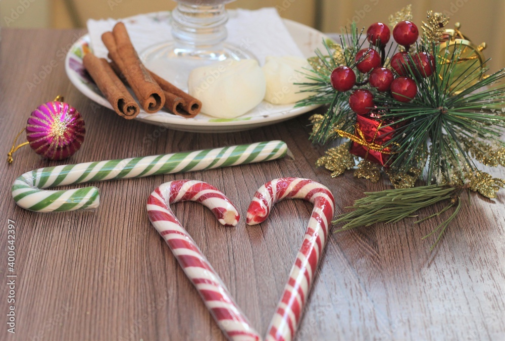 christmas candy on table christmas candy on table
