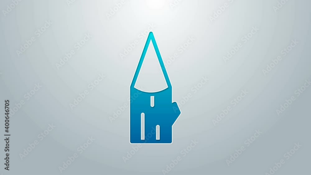 Blue line Wooden log icon isolated on grey background. 4K Video motion graphic animation