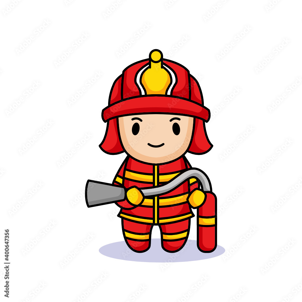 Fototapeta premium cute kid kindergarten with firefighter costume