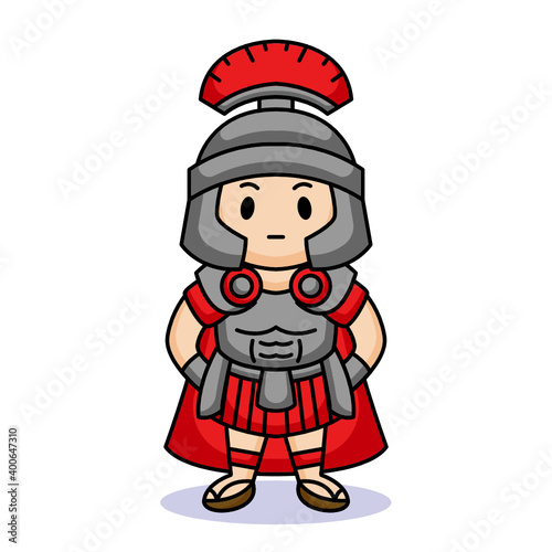 cute kid with a roman legion army costume 
