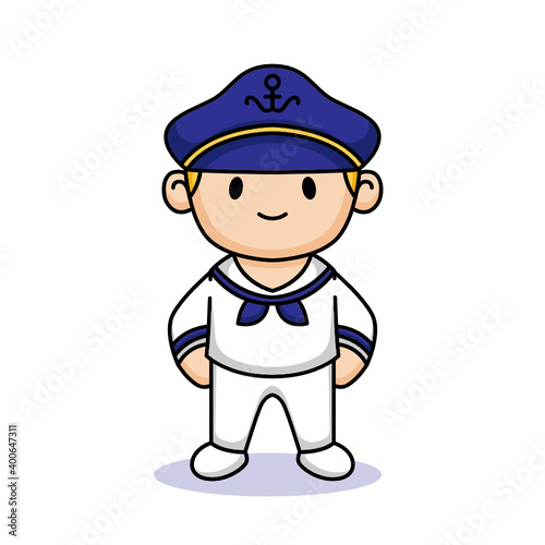 Cute kid kindergarten with sailor costume