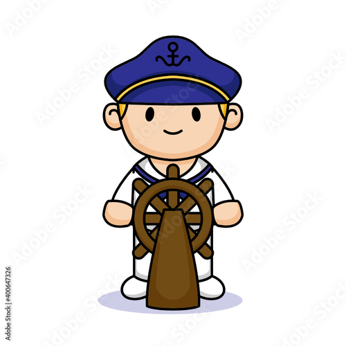 Cute kid kindergarten with sailor costume