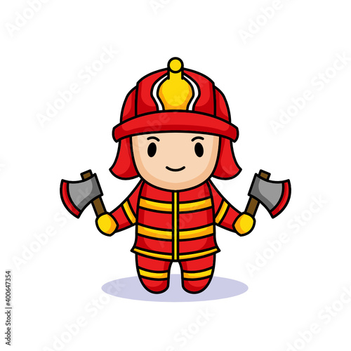cute kid kindergarten with firefighter costume