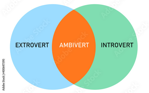 extrovert introvert ambivert intersection diagram infographics with flat style photo
