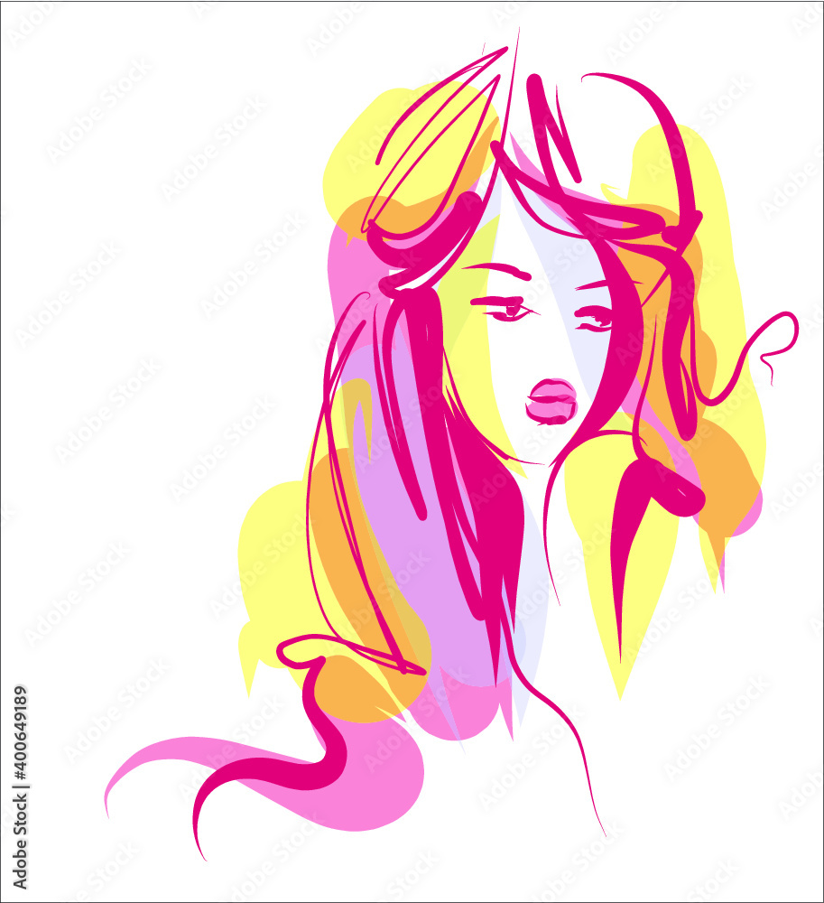VECTOR Background with a
stylish original hand-drawn graphics portrait with beautiful young attractive girl model for design VECTOR Background with a
stylish original hand-drawn graphics portrait with beautiful young attractive girl model for design